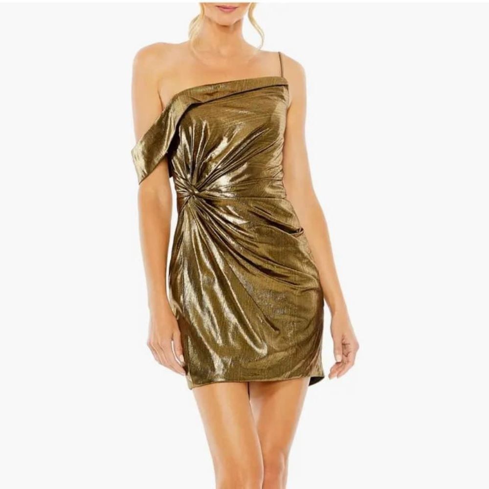 NWT Ieena Duggal by‎ Mac Duggal  cocktail dress size small antique gold